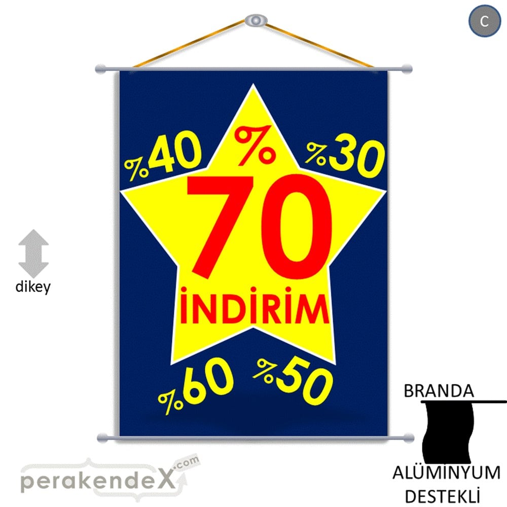 %70'A Kadar İndirim Yıldızlı Kademeli BRANDA POSTER,  AFİŞ -dikdörtgen,tek yön baskı