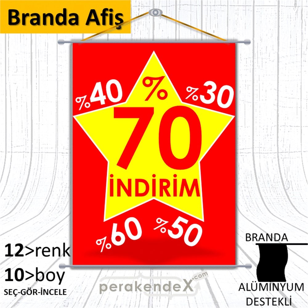 %70'A Kadar İndirim Yıldızlı Kademeli BRANDA POSTER,  AFİŞ -dikdörtgen,tek yön baskı