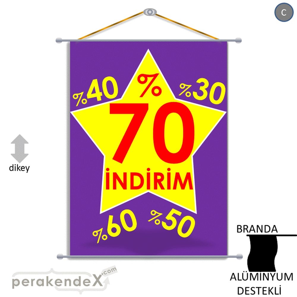%70'A Kadar İndirim Yıldızlı Kademeli BRANDA POSTER,  AFİŞ -dikdörtgen,tek yön baskı