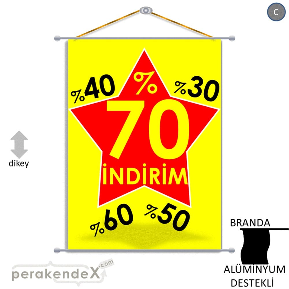 %70'A Kadar İndirim Yıldızlı Kademeli BRANDA POSTER,  AFİŞ -dikdörtgen,tek yön baskı