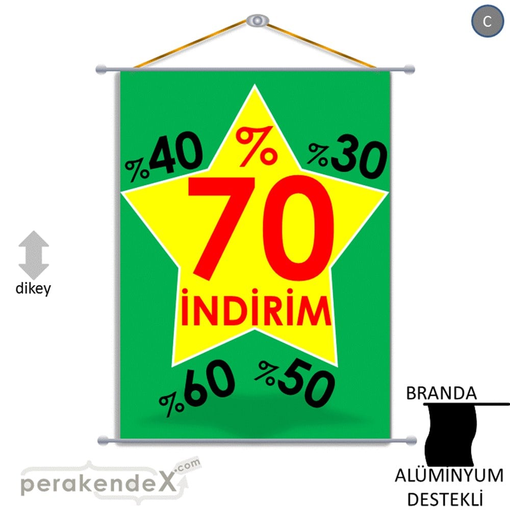 %70'A Kadar İndirim Yıldızlı Kademeli BRANDA POSTER,  AFİŞ -dikdörtgen,tek yön baskı
