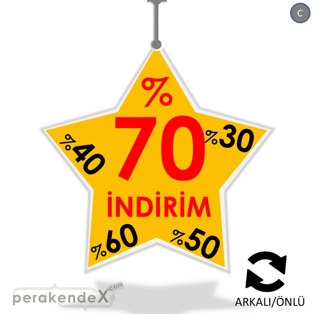 %70'A Kadar İndirim Yıldızlı Kademeli DÖNKART -yıldız,çift yön baskı