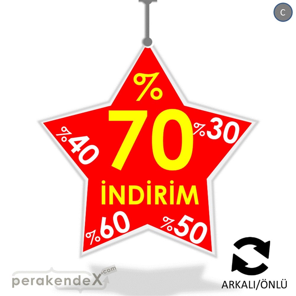 %70'A Kadar İndirim Yıldızlı Kademeli DÖNKART -yıldız,çift yön baskı