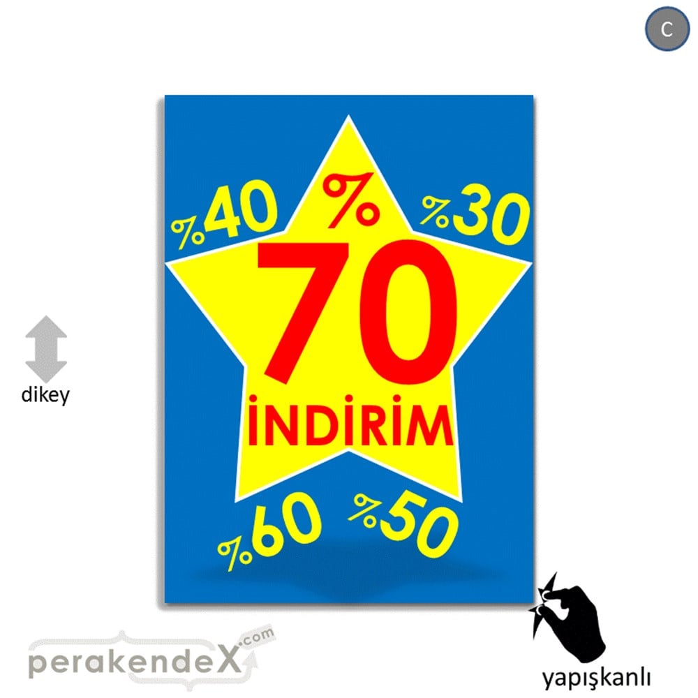 %70'A Kadar İndirim Yıldızlı Kademeli VİTRİN - CAM FOLYO,  VİNİL -dikdörtgen,tek yön baskı