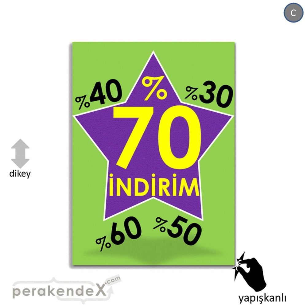 %70'A Kadar İndirim Yıldızlı Kademeli VİTRİN - CAM FOLYO,  VİNİL -dikdörtgen,tek yön baskı