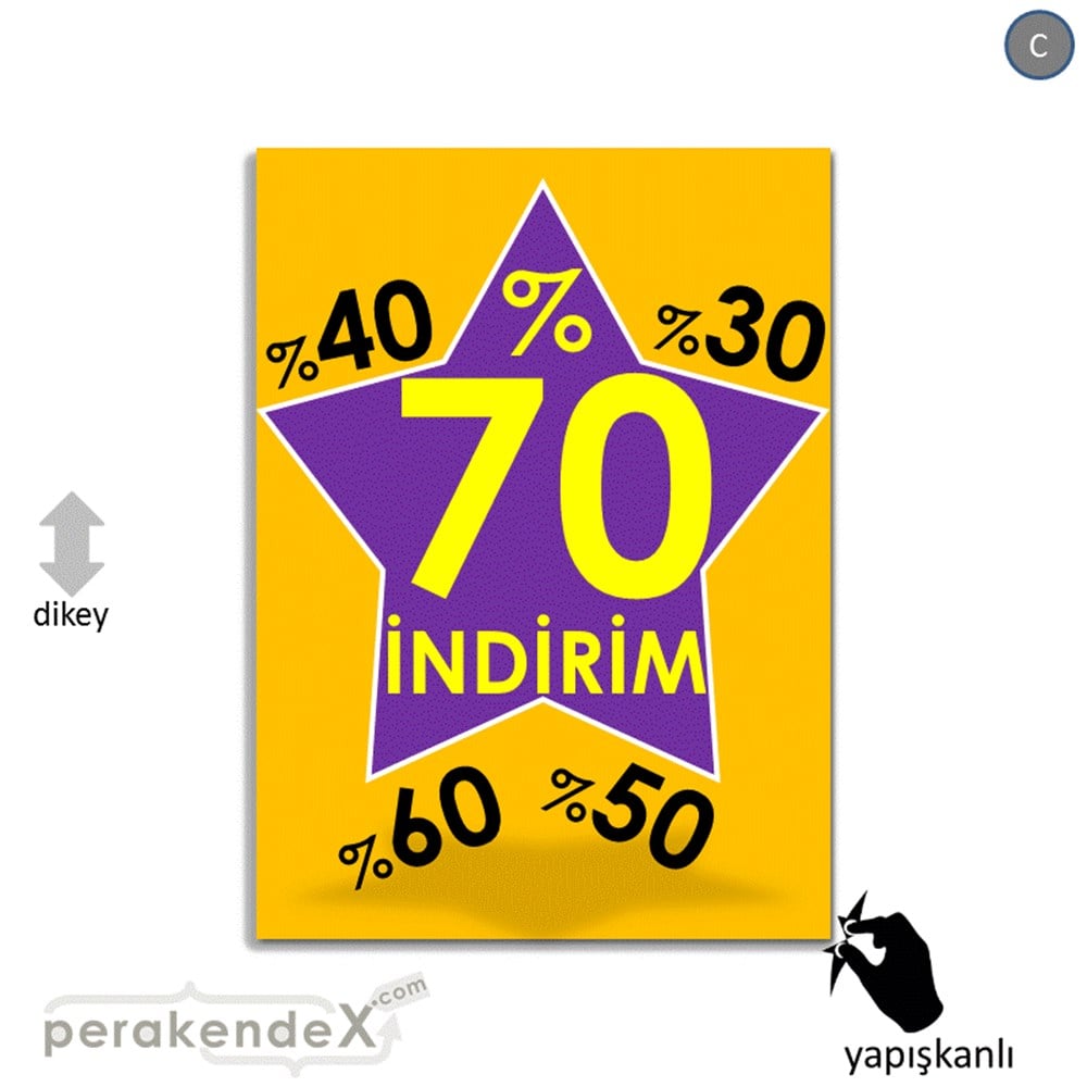 %70'A Kadar İndirim Yıldızlı Kademeli VİTRİN - CAM FOLYO,  VİNİL -dikdörtgen,tek yön baskı