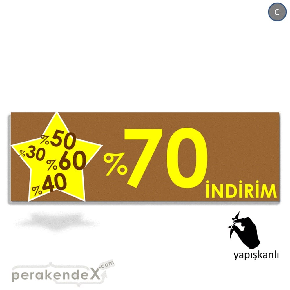 %70'A Kadar İndirim Yıldızlı Kademeli VİTRİN, CAM FOLYO,  VİNİL (BANNER) -dikdörtgen,tek yön baskı