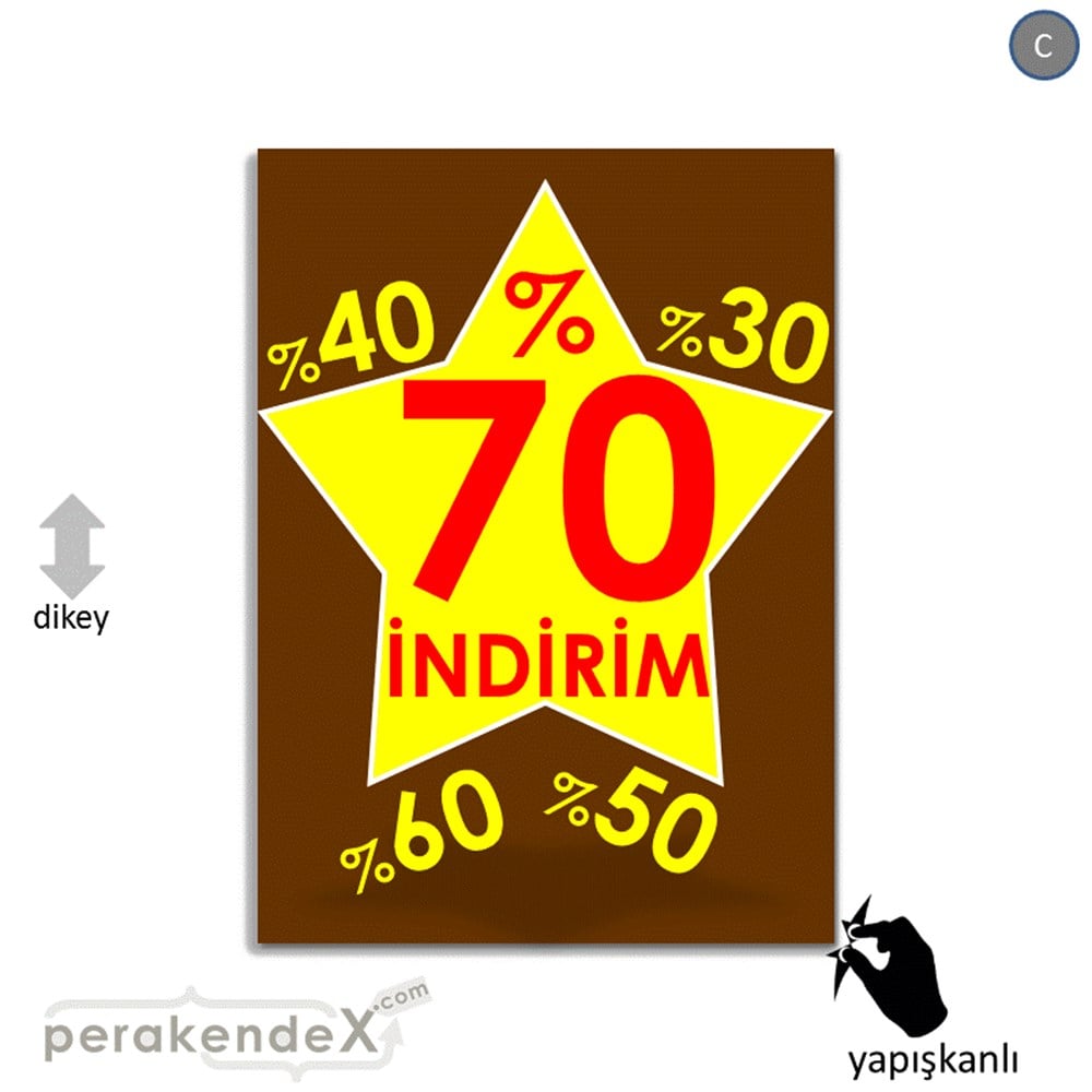 %70'A Kadar İndirim Yıldızlı Kademeli VİTRİN - CAM FOLYO,  VİNİL -dikdörtgen,tek yön baskı