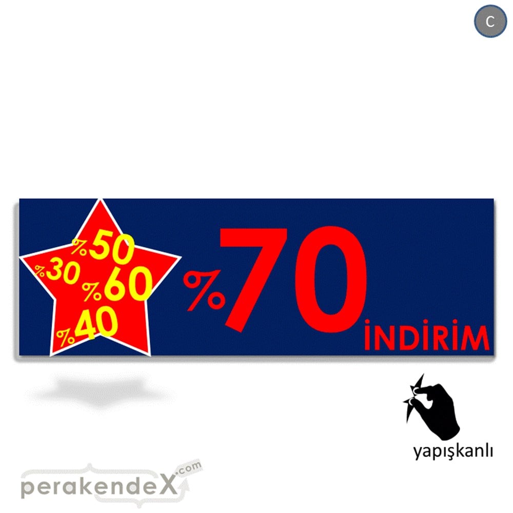 %70'A Kadar İndirim Yıldızlı Kademeli VİTRİN, CAM FOLYO,  VİNİL (BANNER) -dikdörtgen,tek yön baskı