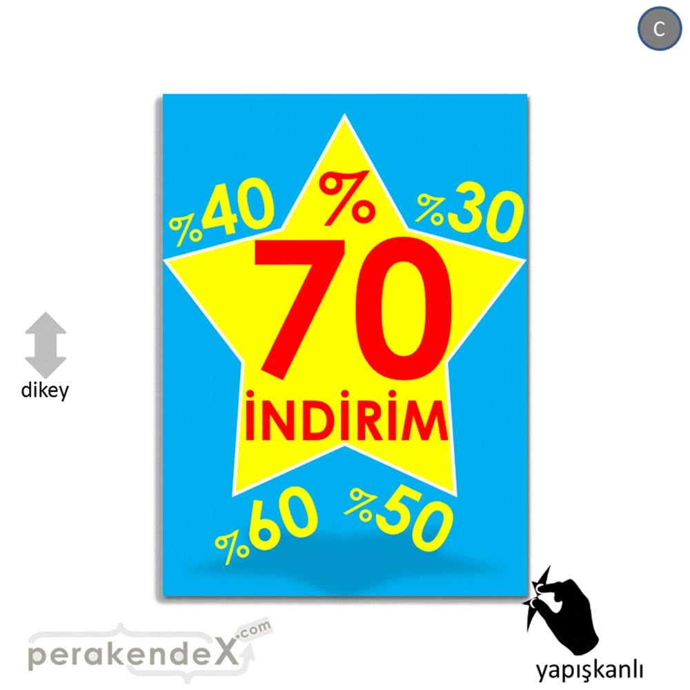 %70'A Kadar İndirim Yıldızlı Kademeli VİTRİN - CAM FOLYO,  VİNİL -dikdörtgen,tek yön baskı