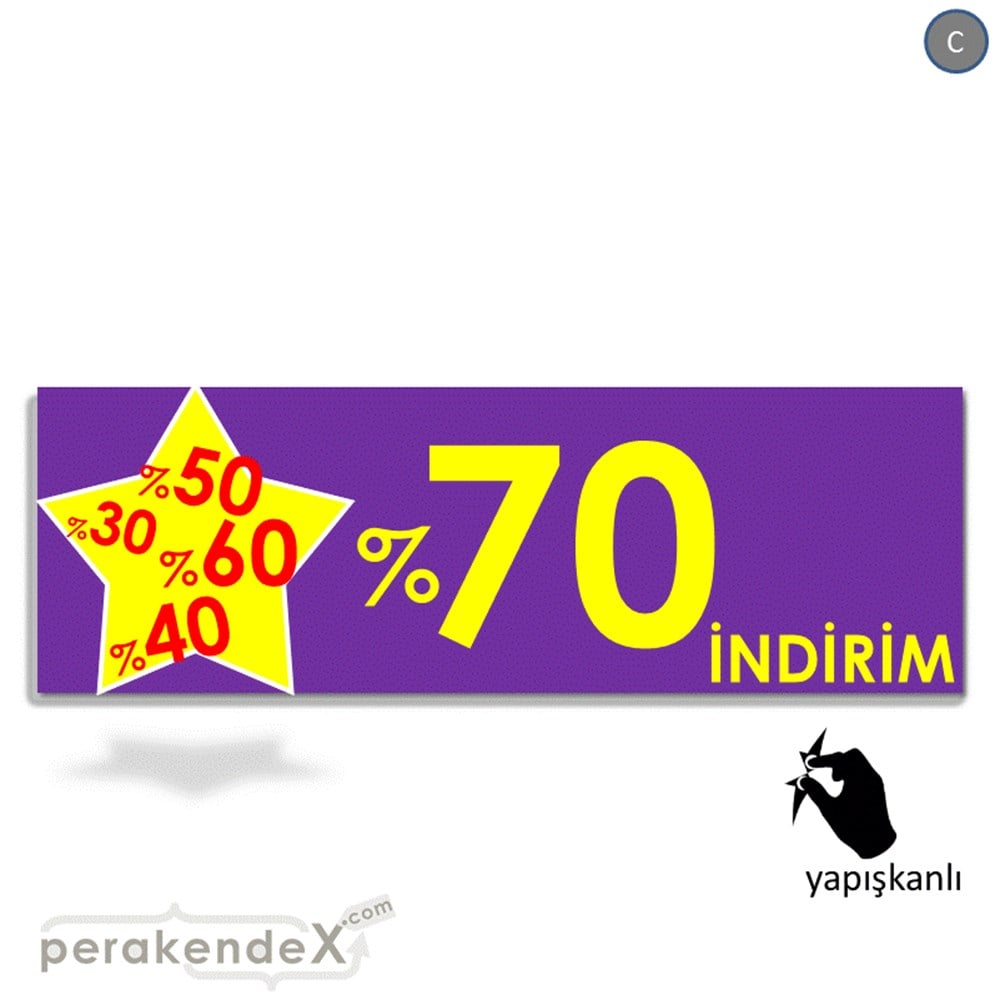 %70'A Kadar İndirim Yıldızlı Kademeli VİTRİN, CAM FOLYO,  VİNİL (BANNER) -dikdörtgen,tek yön baskı