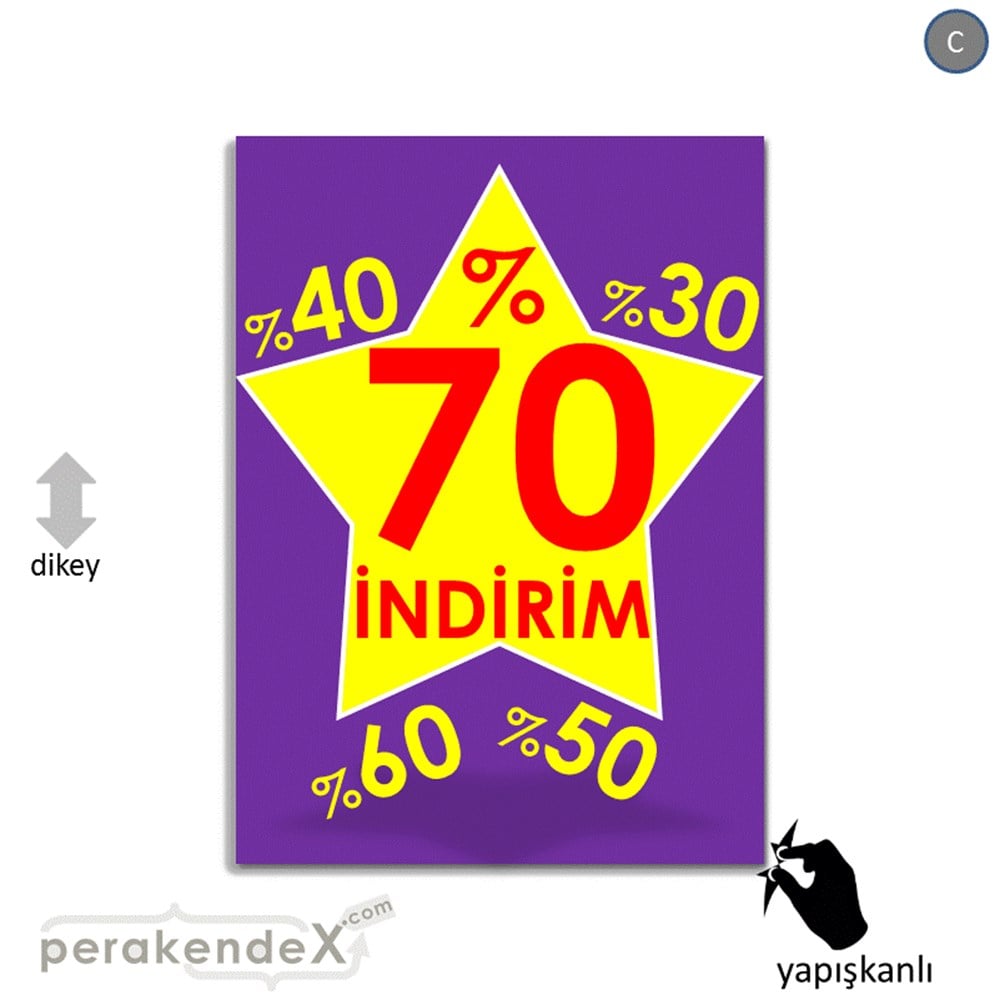 %70'A Kadar İndirim Yıldızlı Kademeli VİTRİN - CAM FOLYO,  VİNİL -dikdörtgen,tek yön baskı