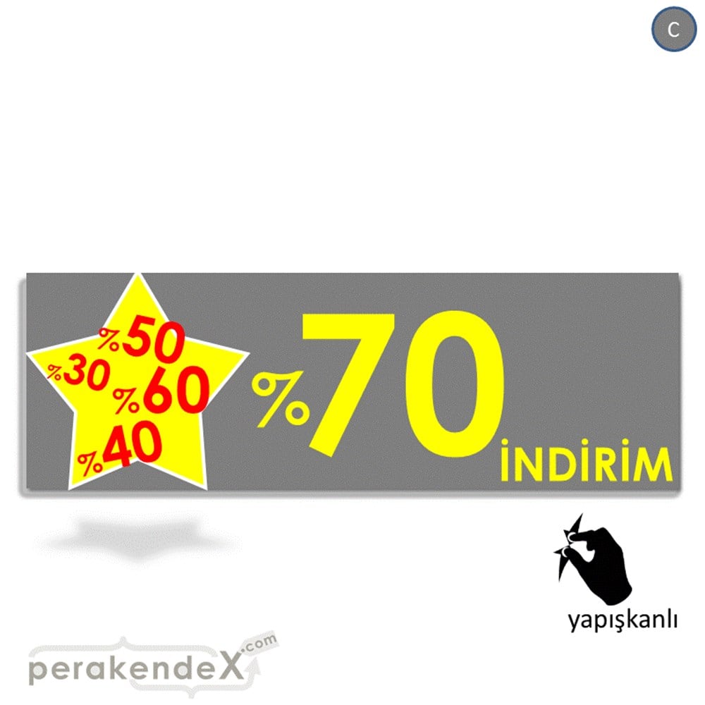 %70'A Kadar İndirim Yıldızlı Kademeli VİTRİN, CAM FOLYO,  VİNİL (BANNER) -dikdörtgen,tek yön baskı