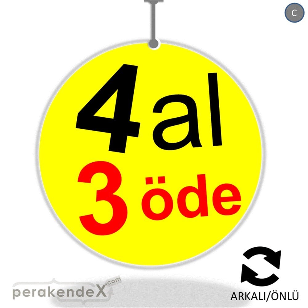 4 al 3 öde DÖNKARTI -oval,çift yön baskı