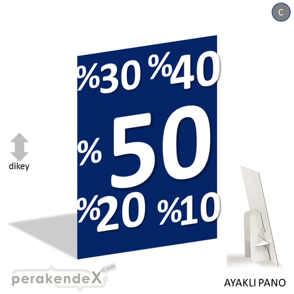 yüzde(50-40-30-20-10) indirim AYAKLI REKLAM PANOSU -dikdörtgen,tek yön baskı