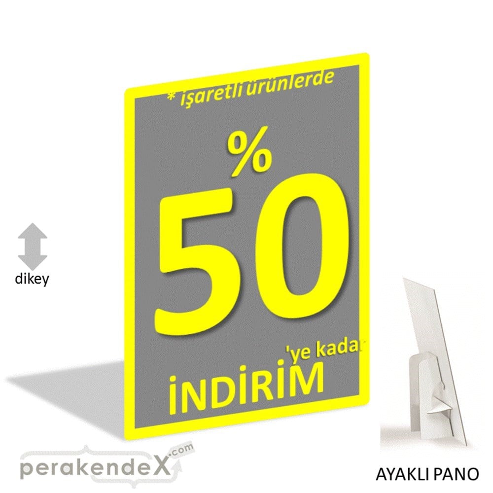yüzde 50 ye varan indirim AYAKLI REKLAM PANOSU -dikdörtgen,tek yön baskı