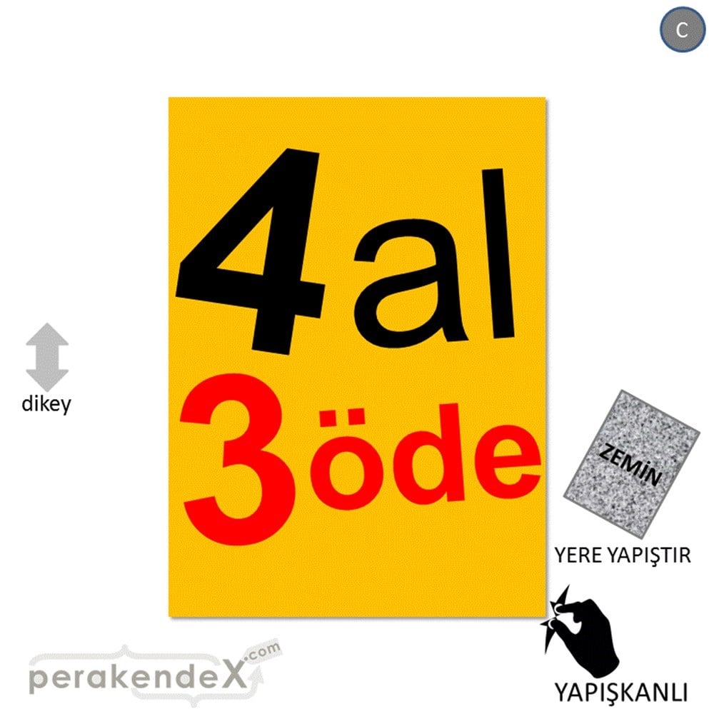 4 al 3 öde YER ZEMİNE YAPIŞIR -dikdörtgen,tek yön baskı