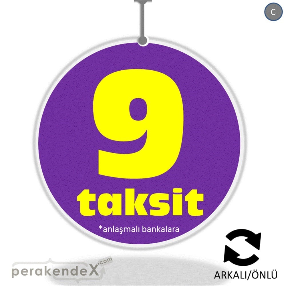 anlaşmalı bankalara 9 taksit DÖNKARTI -oval,çift yön baskı