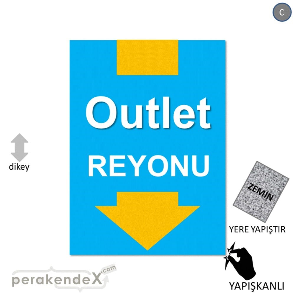 outlet reyonu YER ZEMİNE YAPIŞIR -dikdörtgen,tek yön baskı