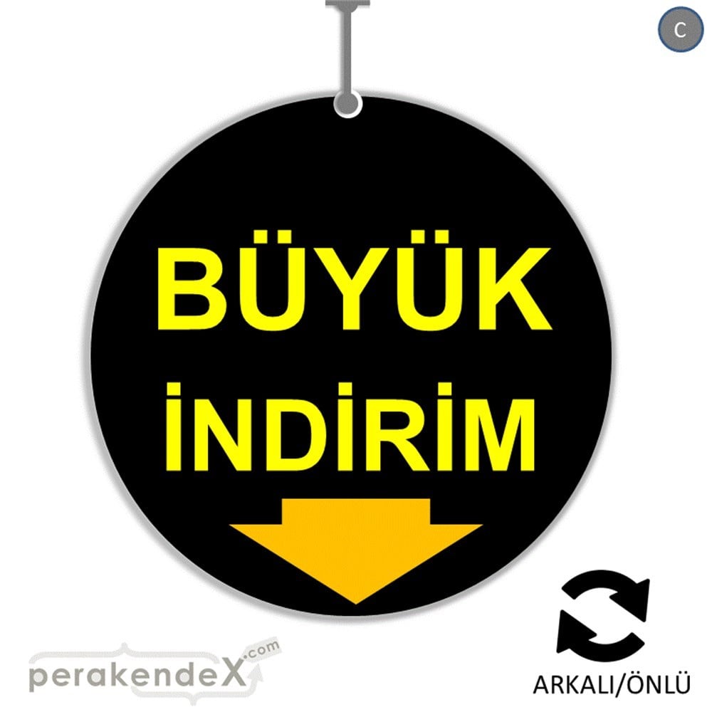 büyük indirim DÖNKARTI -oval,çift yön baskı