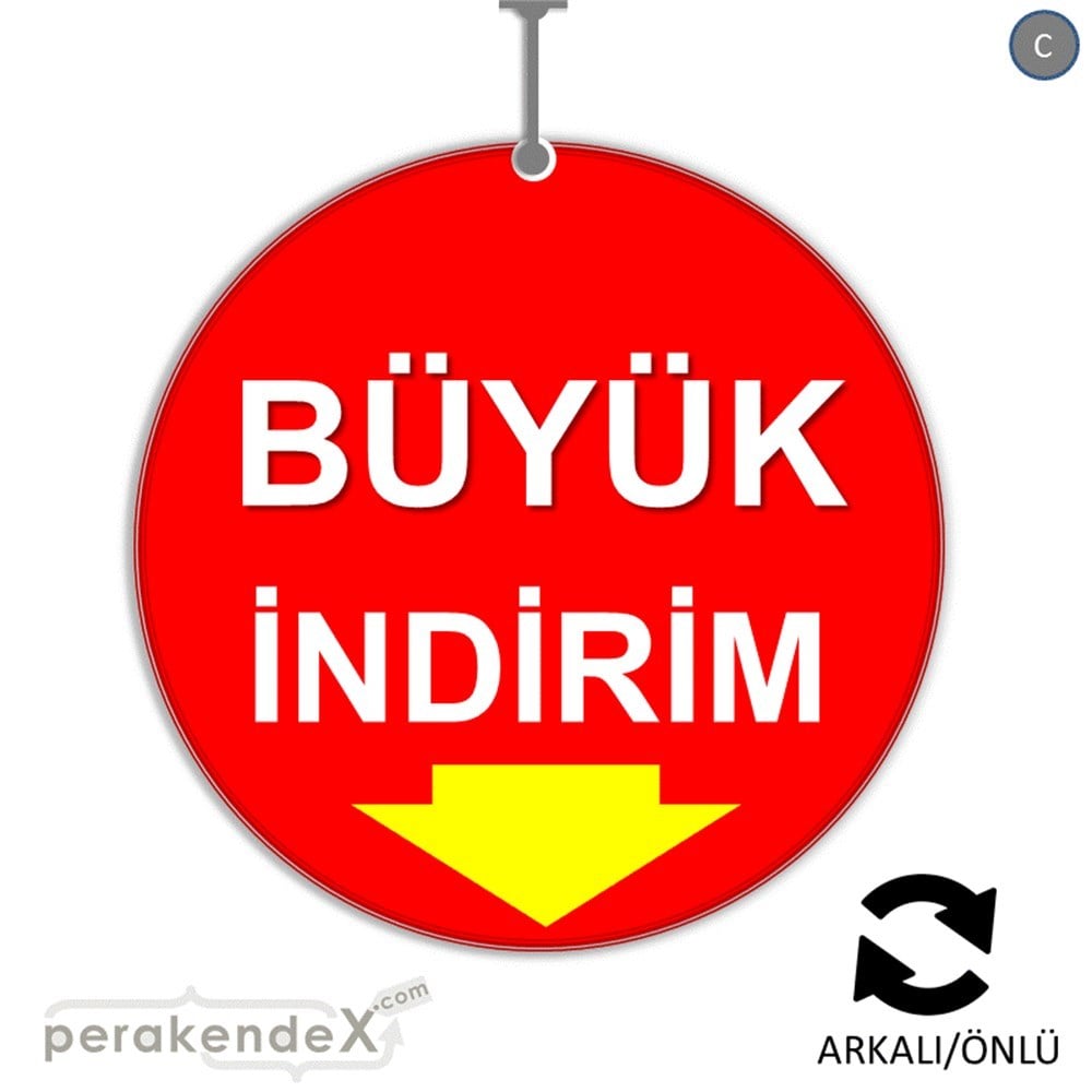 büyük indirim DÖNKARTI -oval,çift yön baskı