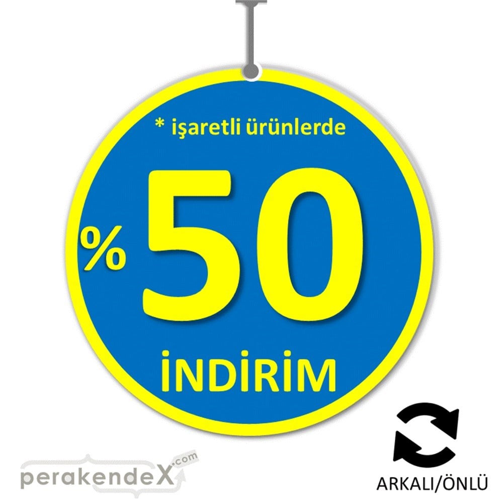 yüzde 50 ye varan indirim DÖNKARTI -oval,çift yön baskı