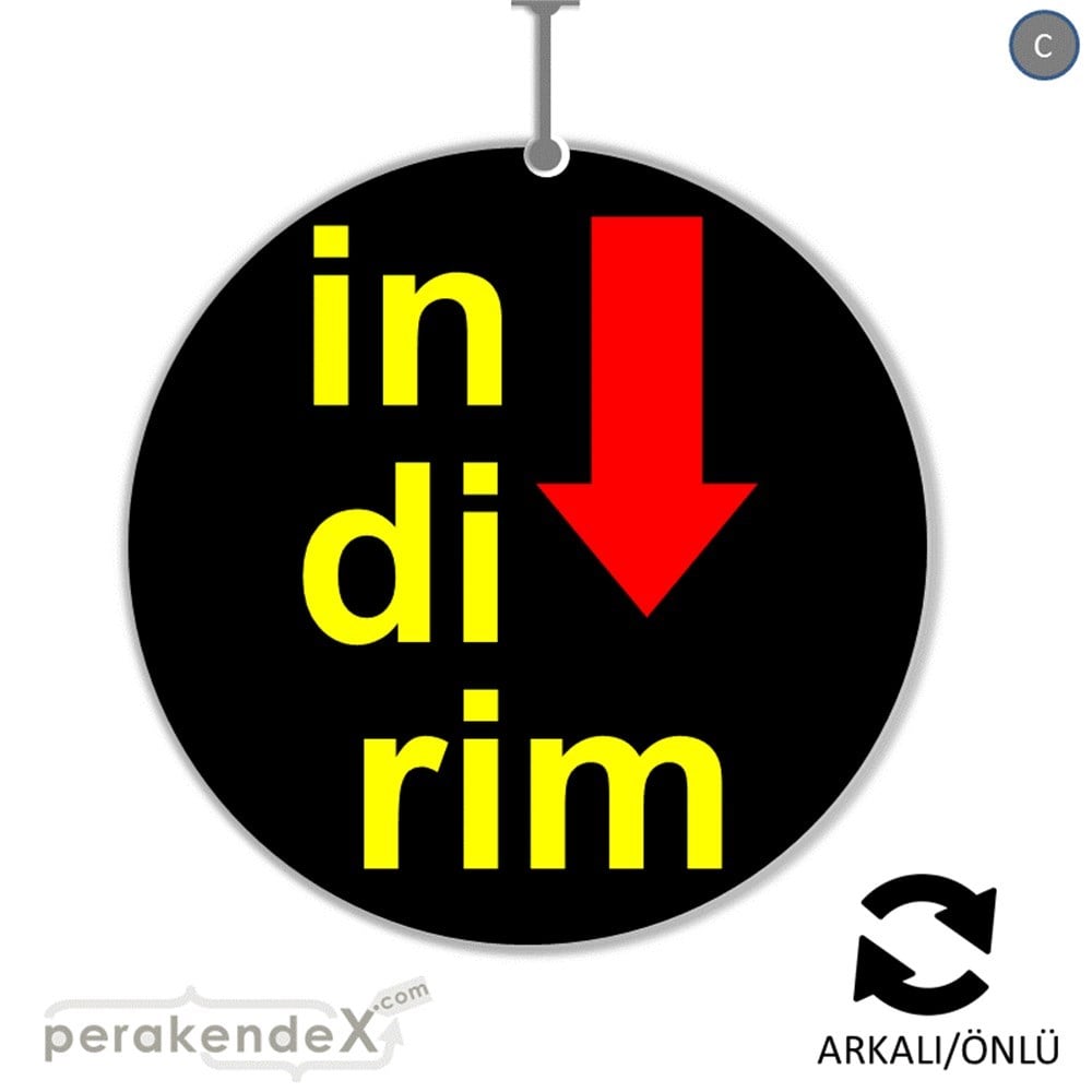 oklu>heceli indirim DÖNKARTI -oval,çift yön baskı