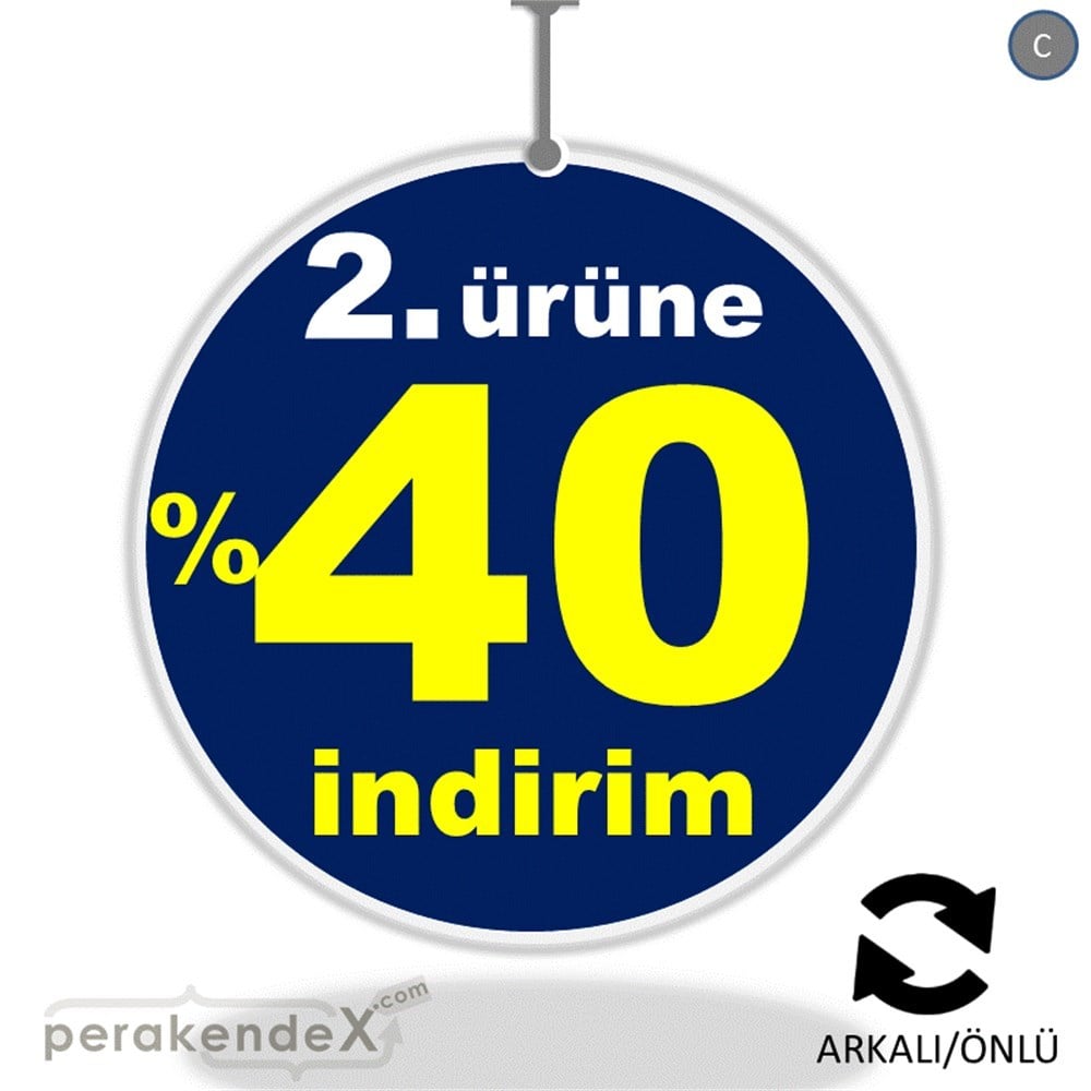 2. ürüne yüzde 40 indirim DÖNKARTI -oval,çift yön baskı