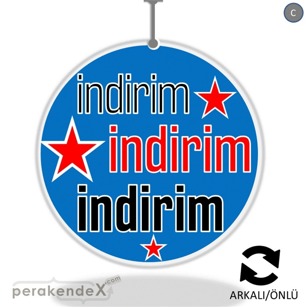 yıldızlı 3x indirim DÖNKARTI -oval,çift yön baskı