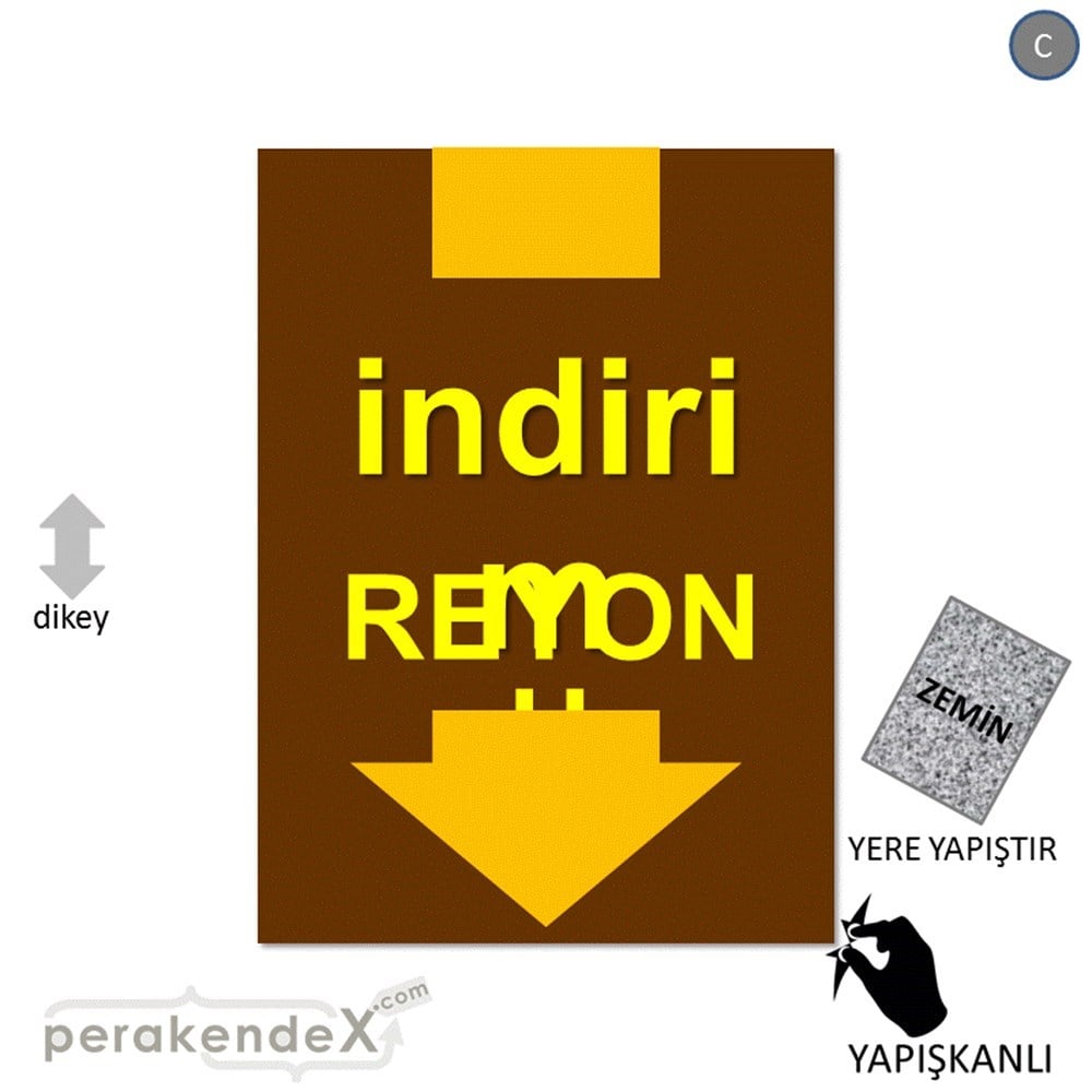 indirim reyonu YER ZEMİNE YAPIŞIR -dikdörtgen,tek yön baskı