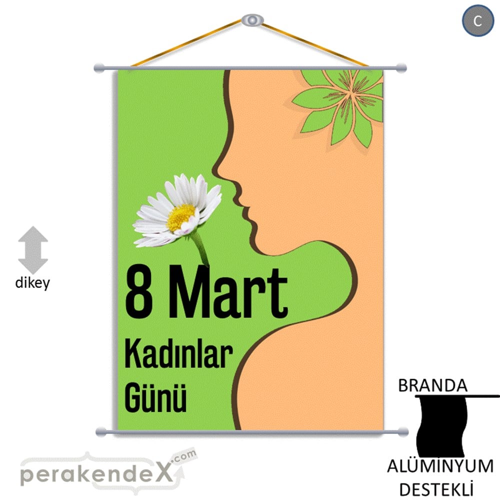 8 Mart Kadınlar Günü Kutlu Olsun BRANDA POSTER,  AFİŞ -dikdörtgen,tek yön baskı