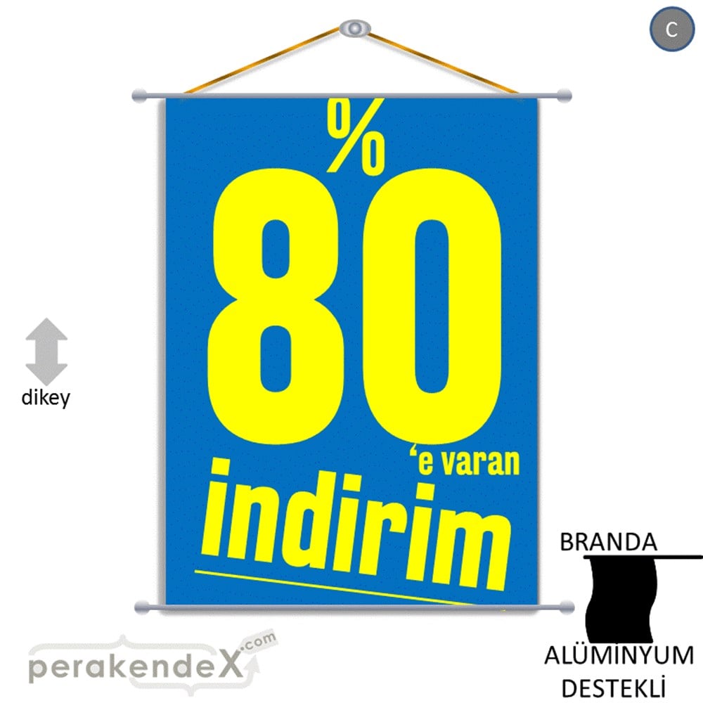 %80 E Varan İndirim Kampanyası BRANDA POSTER,  AFİŞ -dikdörtgen,tek yön baskı