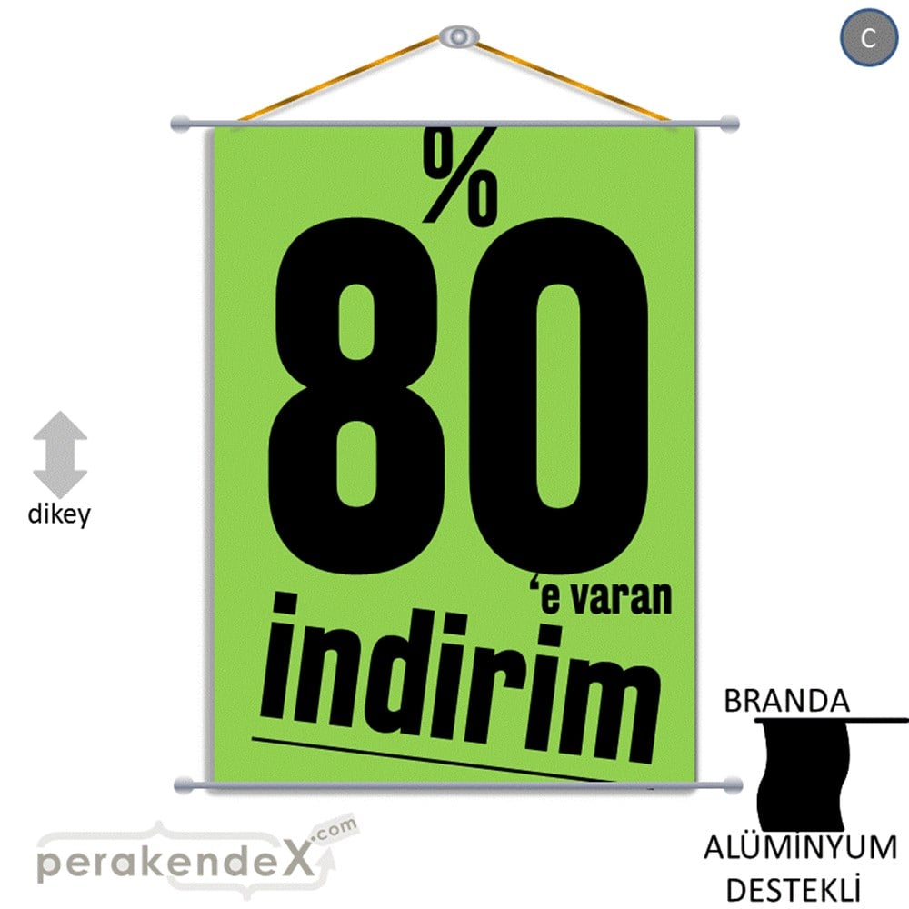 %80 E Varan İndirim Kampanyası BRANDA POSTER,  AFİŞ -dikdörtgen,tek yön baskı