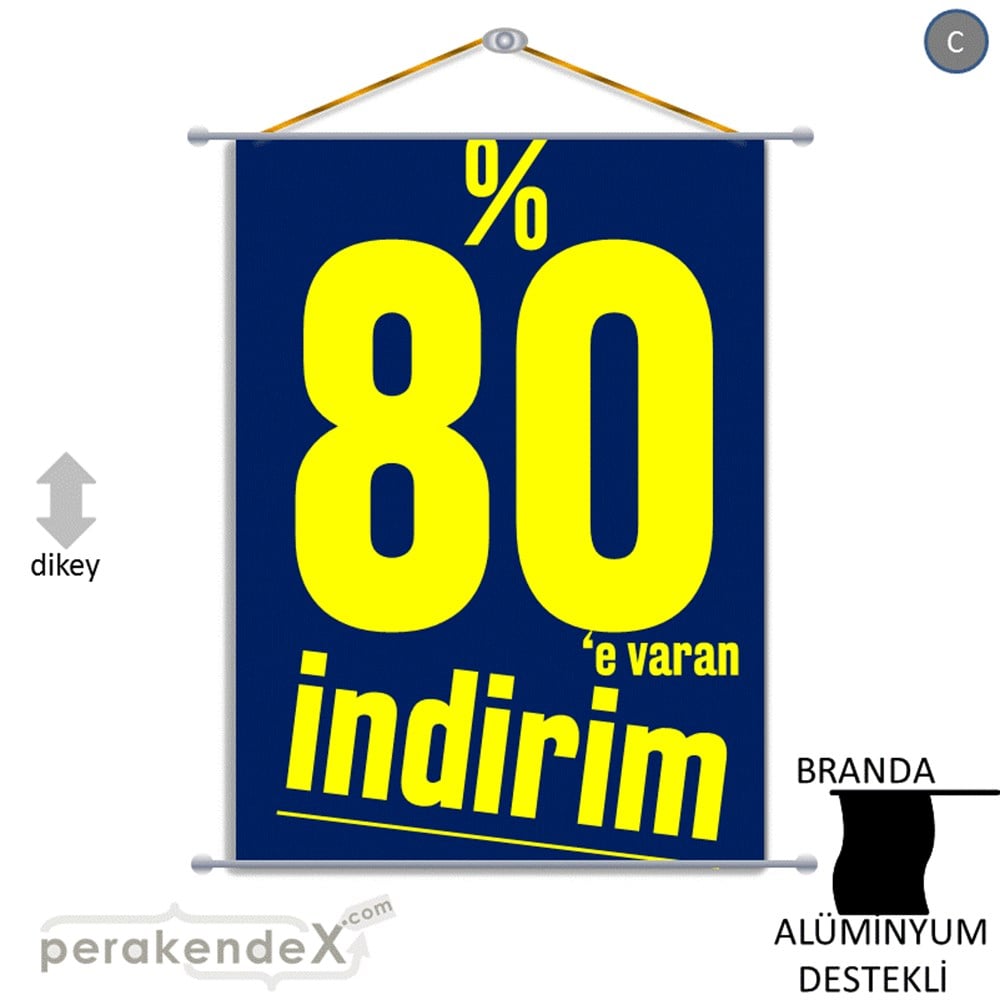 %80 E Varan İndirim Kampanyası BRANDA POSTER,  AFİŞ -dikdörtgen,tek yön baskı