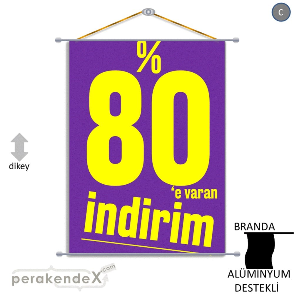 %80 E Varan İndirim Kampanyası BRANDA POSTER,  AFİŞ -dikdörtgen,tek yön baskı