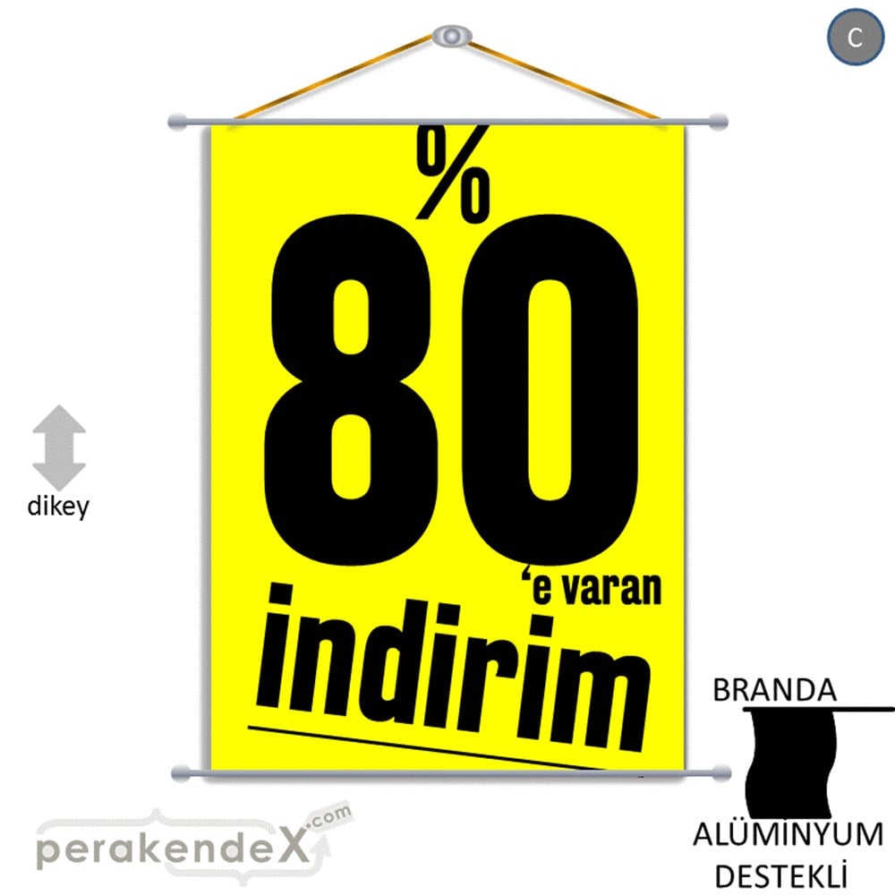 %80 E Varan İndirim Kampanyası BRANDA POSTER,  AFİŞ -dikdörtgen,tek yön baskı