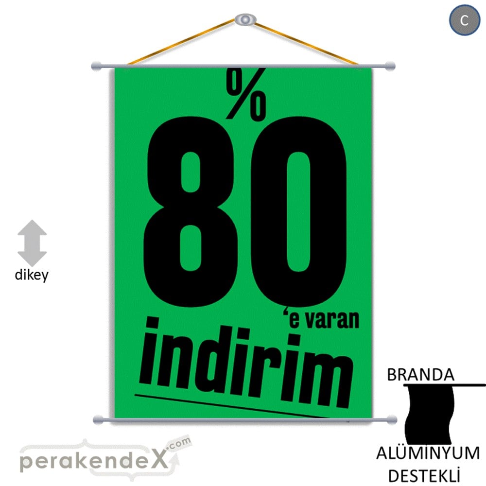 %80 E Varan İndirim Kampanyası BRANDA POSTER,  AFİŞ -dikdörtgen,tek yön baskı
