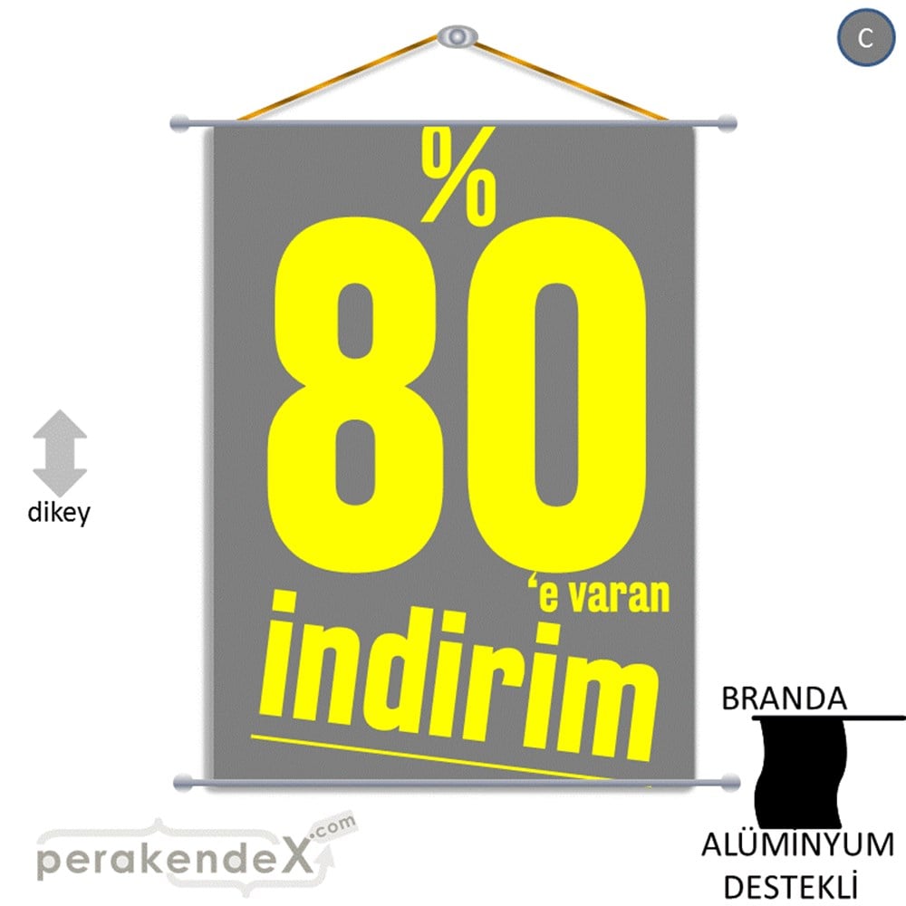 %80 E Varan İndirim Kampanyası BRANDA POSTER,  AFİŞ -dikdörtgen,tek yön baskı
