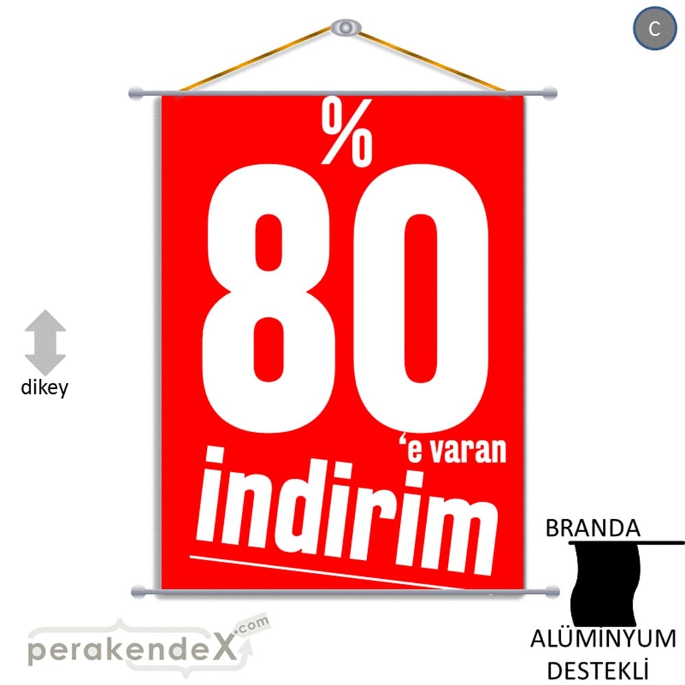 %80 E Varan İndirim Kampanyası BRANDA POSTER,  AFİŞ -dikdörtgen,tek yön baskı