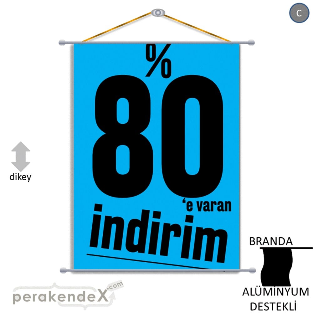 %80 E Varan İndirim Kampanyası BRANDA POSTER,  AFİŞ -dikdörtgen,tek yön baskı