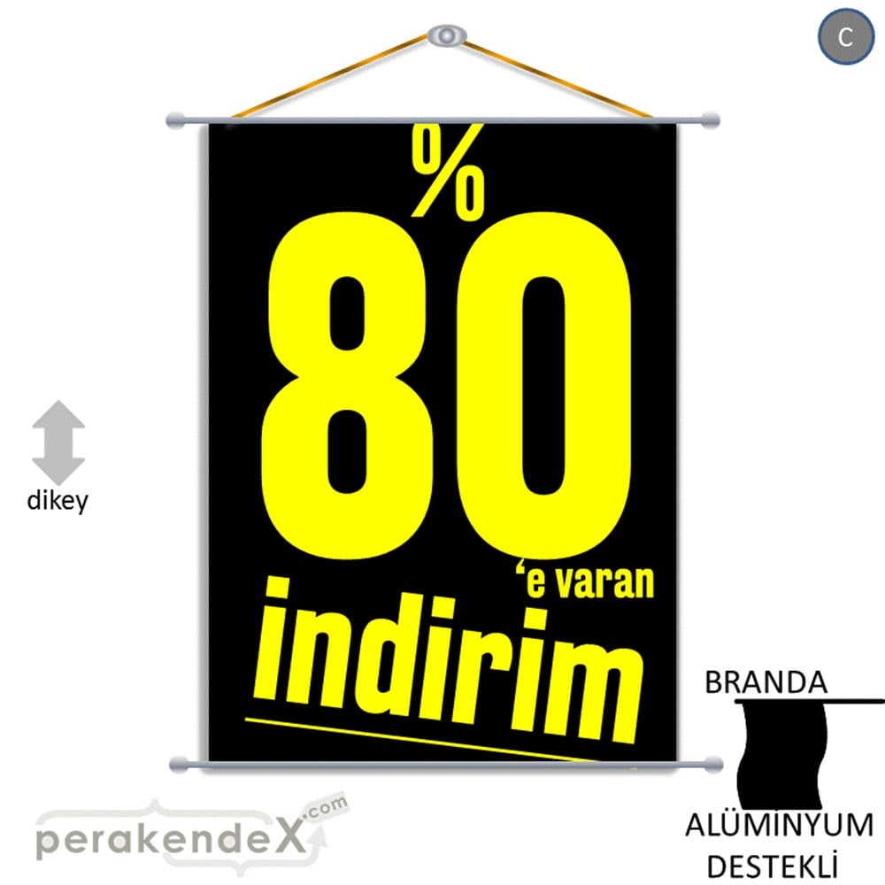 %80 E Varan İndirim Kampanyası BRANDA POSTER,  AFİŞ -dikdörtgen,tek yön baskı