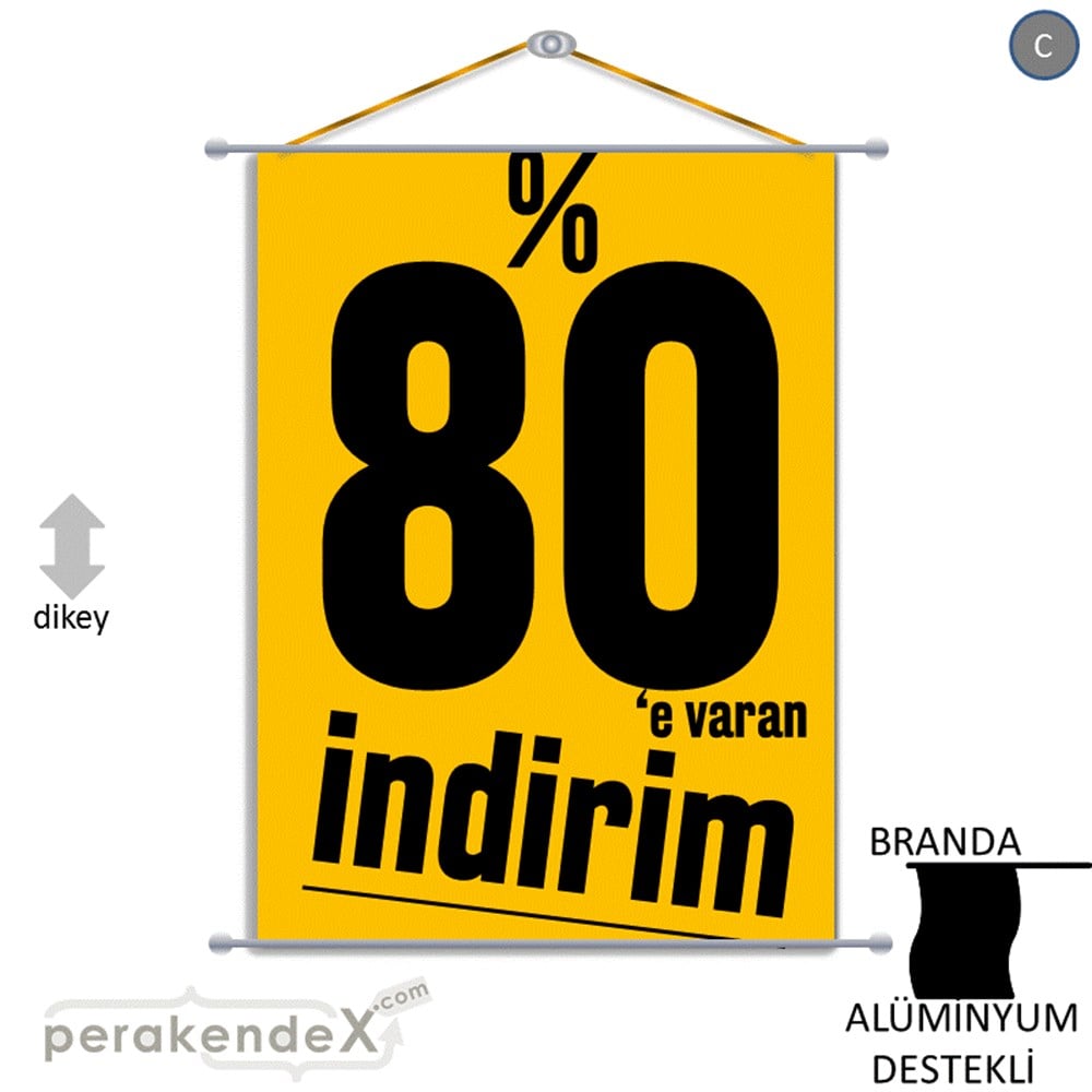 %80 E Varan İndirim Kampanyası BRANDA POSTER,  AFİŞ -dikdörtgen,tek yön baskı