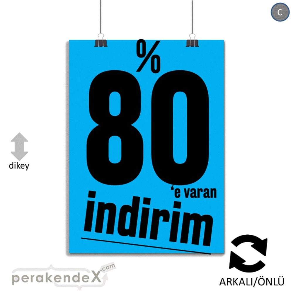 %80 E Varan İndirim Kampanyası KAĞIT POSTER,  AFİŞ -dikdörtgen,çift yön baskı
