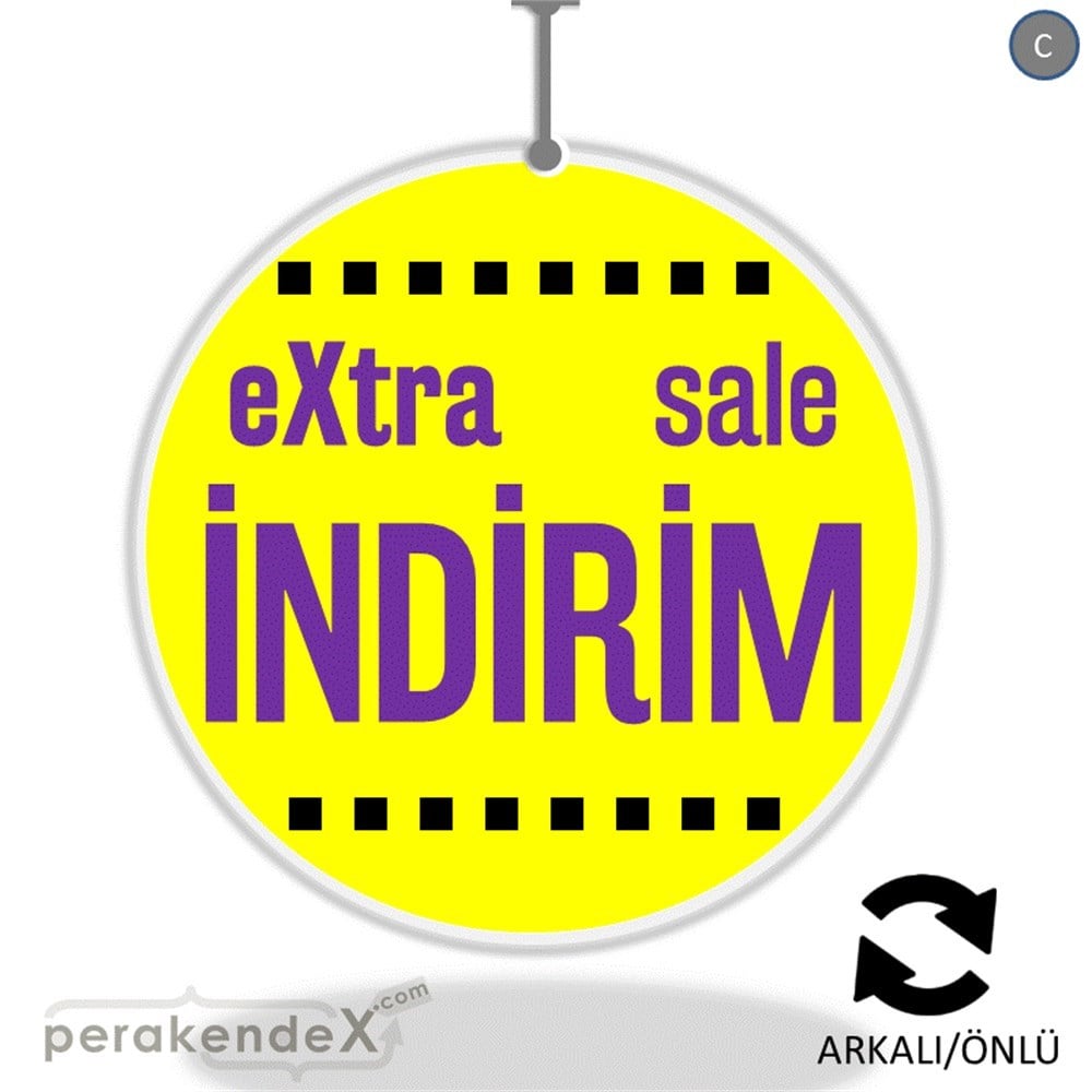 extra sale indirim DÖNKARTI -oval,çift yön baskı