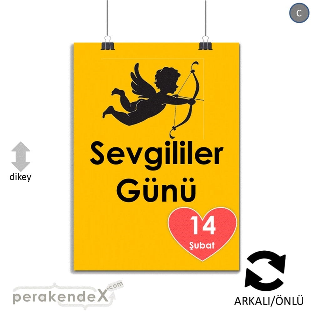 14 şubat sevgililer günü eros SERT PLASTİK POSTER,  AFİŞ -dikdörtgen,çift yön baskı