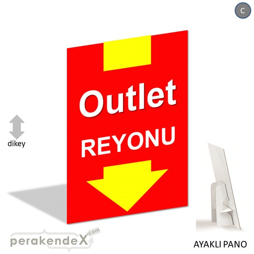 outlet reyonu AYAKLI REKLAM PANOSU -dikdörtgen,tek yön baskı