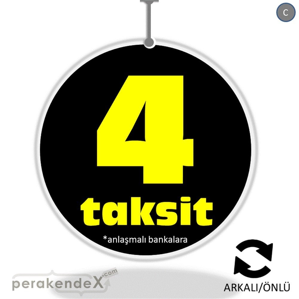 anlaşmalı bankalara 4 taksit DÖNKARTI -oval,çift yön baskı