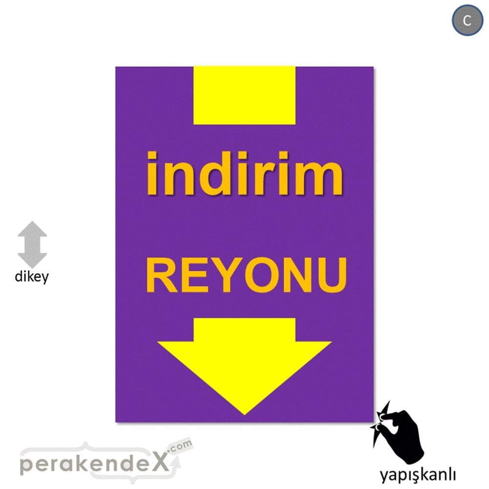 indirim reyonu CAMA YAPIŞAN FOLYO -dikdörtgen,tek yön baskı