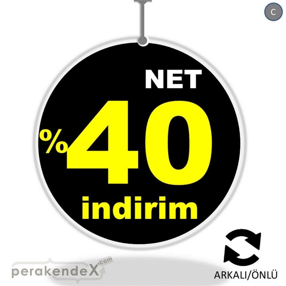 net yüzde 40 indirim DÖNKARTI -oval,çift yön baskı