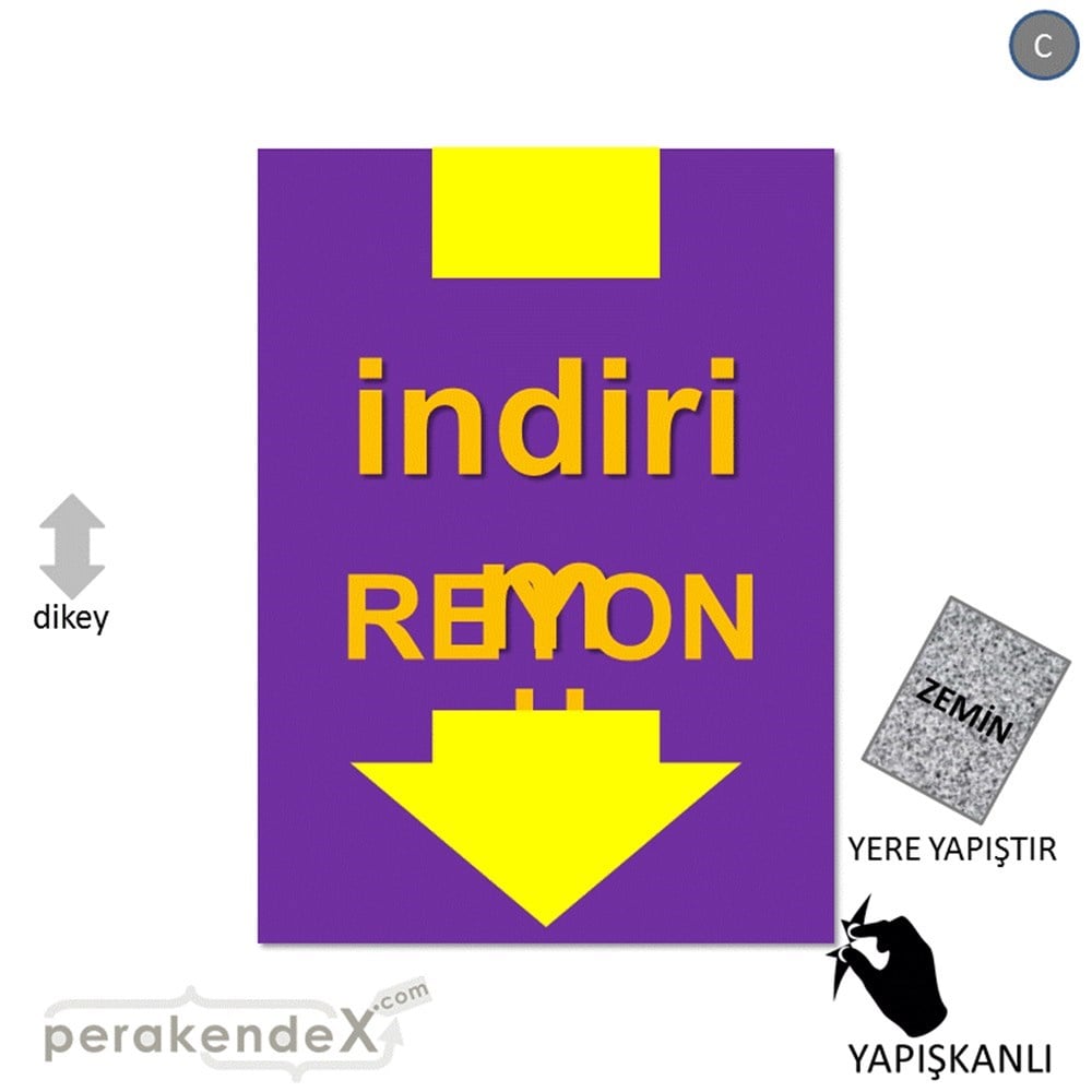 indirim reyonu YER ZEMİNE YAPIŞIR -dikdörtgen,tek yön baskı